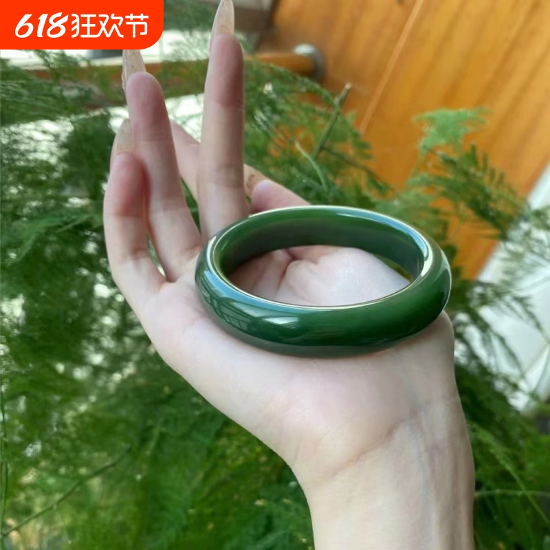爆款碧玉手串手镯多圈女款正条圆条菠菜绿新疆平替翡翠玉石镯子