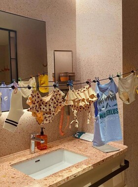 旅行便携晾衣绳酒店晾衣服神器旅游出差挂衣绳弹力带夹子衣架出游