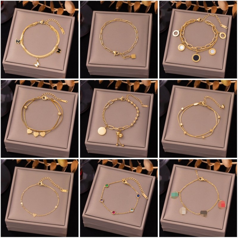 新款时尚通勤钛钢手链女轻奢手饰韩版不掉色情侣手环春季女式