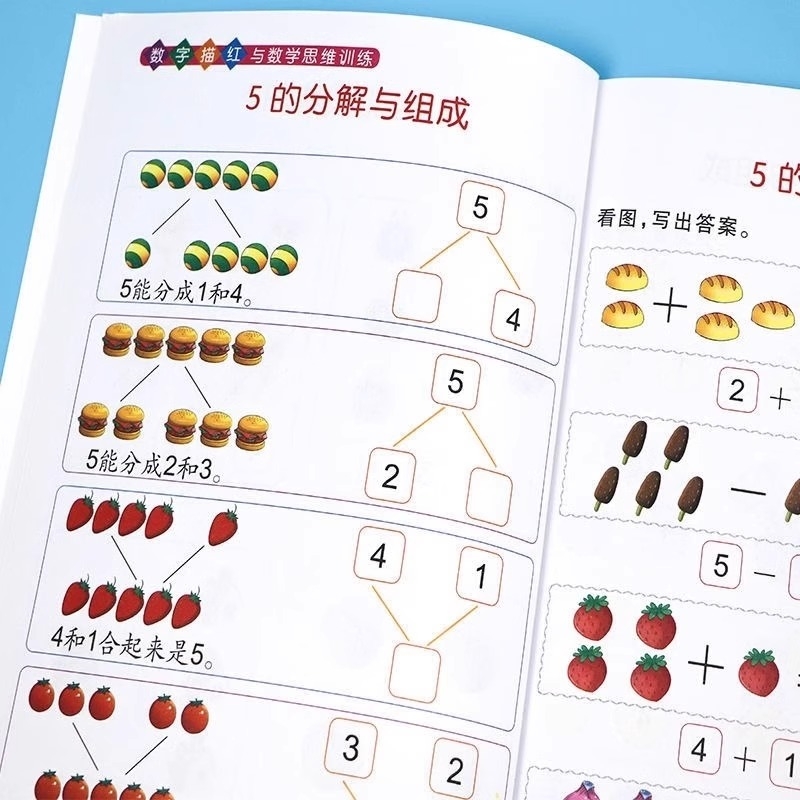 幼小衔接一日一练5/10/20/50/100以内的加减法看图列算式分解与组成幼儿园小中大班数学启蒙练习训练数字凑十法思维描红专项试卷