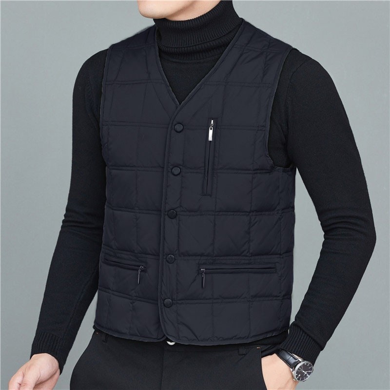 中老年加绒加厚羽绒棉马甲男爸爸装马夹防寒外套棉坎肩2025年冬季