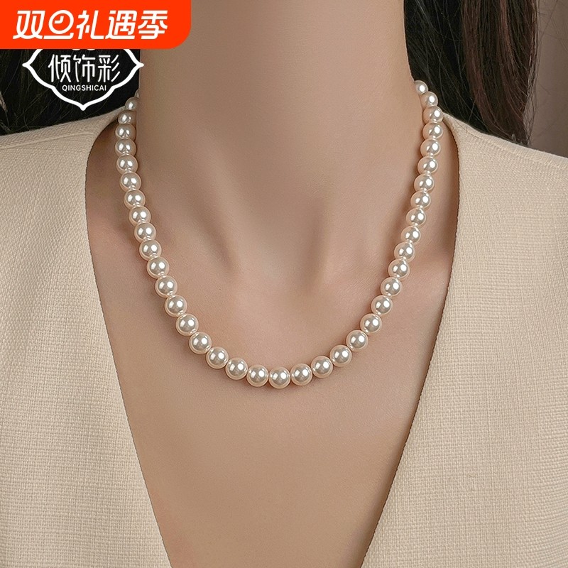 施家珍珠项链女2026新款爆款轻奢高级感颈链毛衣链妈妈款新年礼物