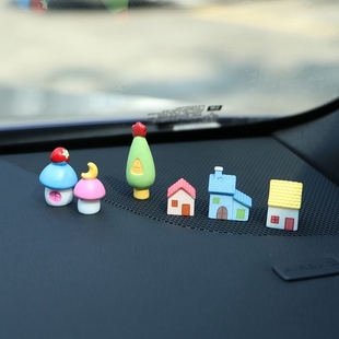 汽车创意蘑菇房子中控台摆件迷你车内屏幕显示器后视镜装 饰用品女
