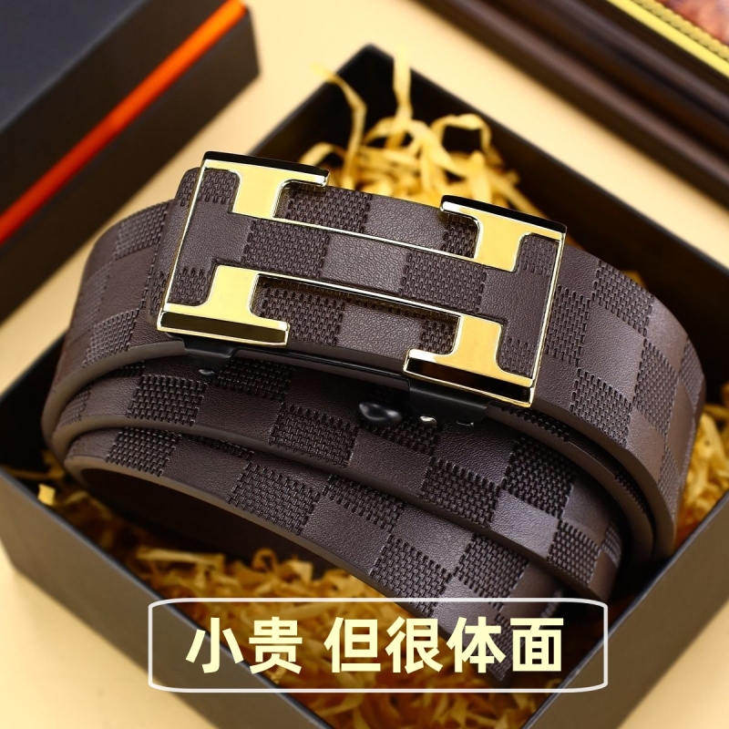 腰带男新款经典格子纹复古高端皮带男正品自动扣商务休闲裤带男潮