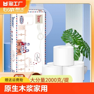 笨精灵卷纸 无芯家用卫生纸厕纸5层2000g每提手纸实惠装纸巾