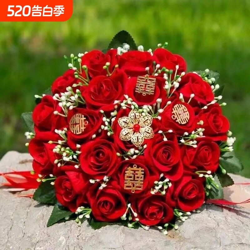 2024新款手捧花仿真花婚庆结婚新娘中式婚礼手捧仿玫瑰花束