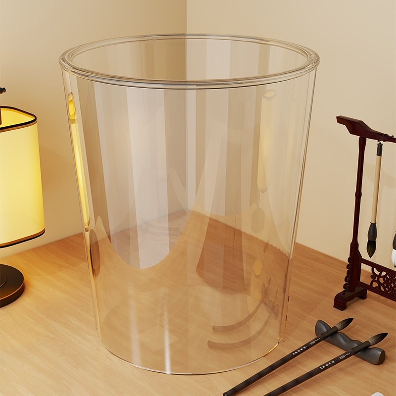 学生文房四宝透明圆筒笔筒收纳卷轴临摹宣纸整理盒大笔筒多功能简约书法作品透明亚克力板儿童大容量深层笔架