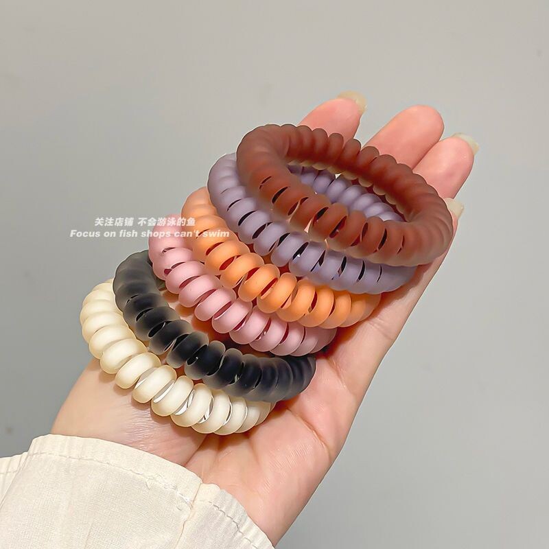 韩版新款磨砂电话线发圈ins风高弹力皮筋学生女扎头发绳头饰头绳