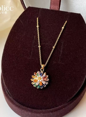 古雅多巴胺彩色锆石项链女款高级感轻奢小众锁骨链2026新款配饰