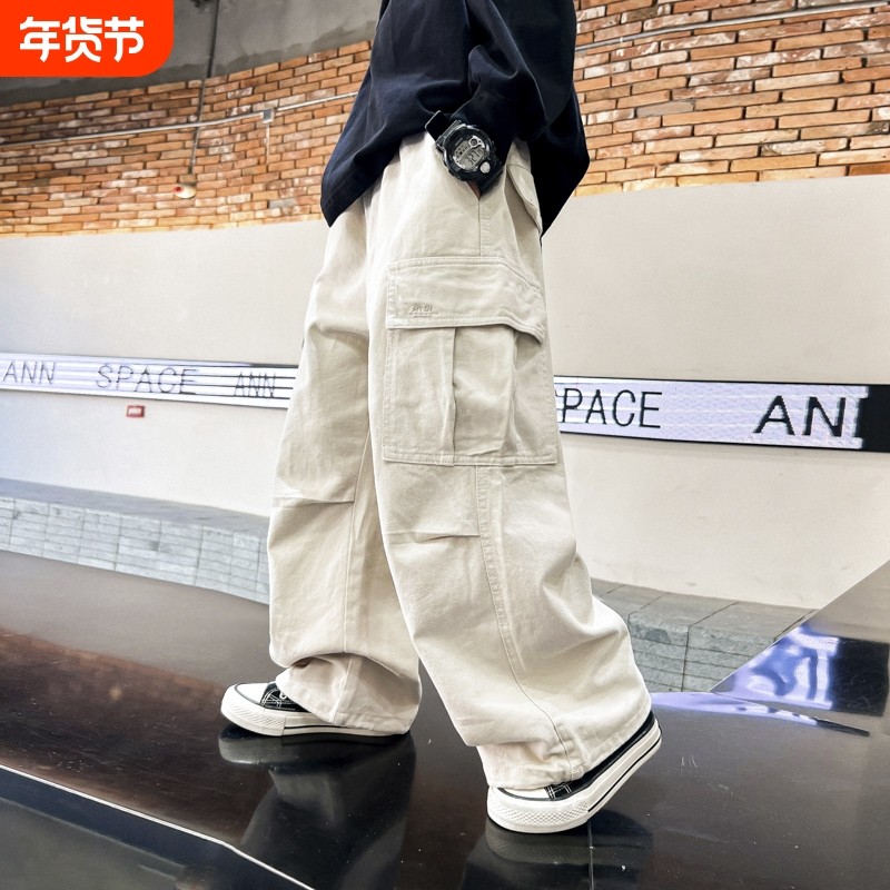 男大童秋装直筒工装长裤2025新款儿童春秋款裤子牛仔黑色休闲双11,童装/婴儿装/亲子装,裤子,淘宝优惠券,粉丝福利购,淘宝优惠卷