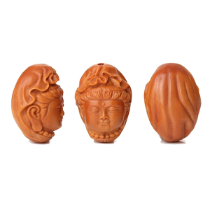 文玩橄榄老油核胡雕刻观音背云吊坠单籽手串链手把玩件念佛珠饰品