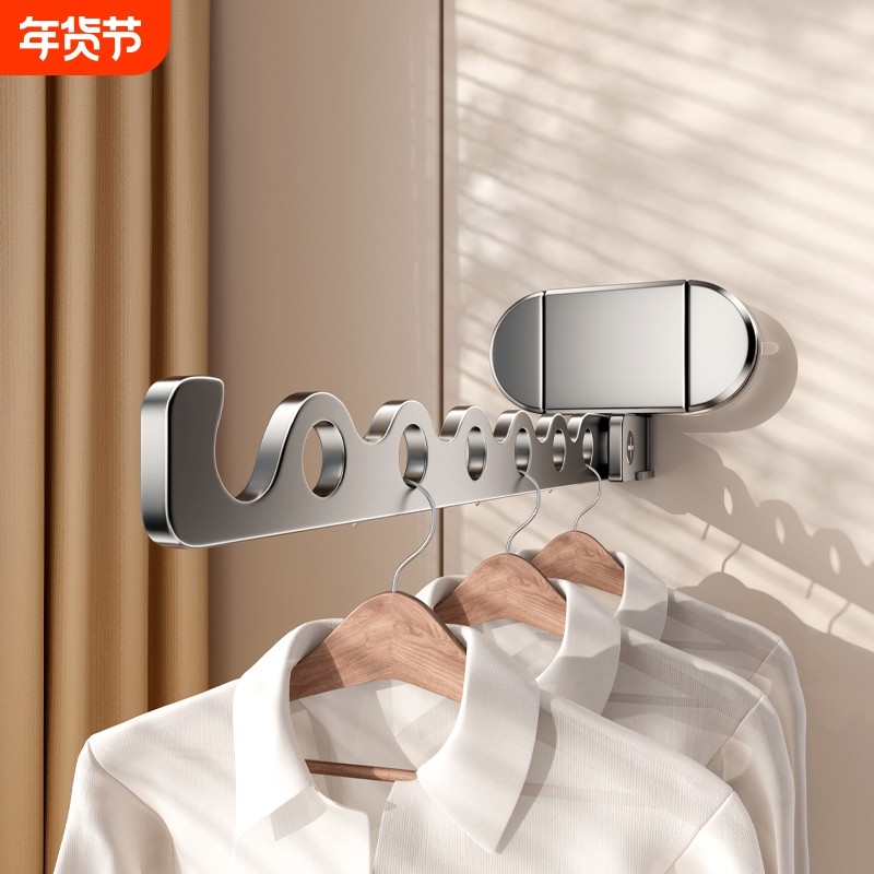 强力吸盘小型晾衣架阳台卫生间窗户壁挂隐形折叠免打孔晒衣凉衣架