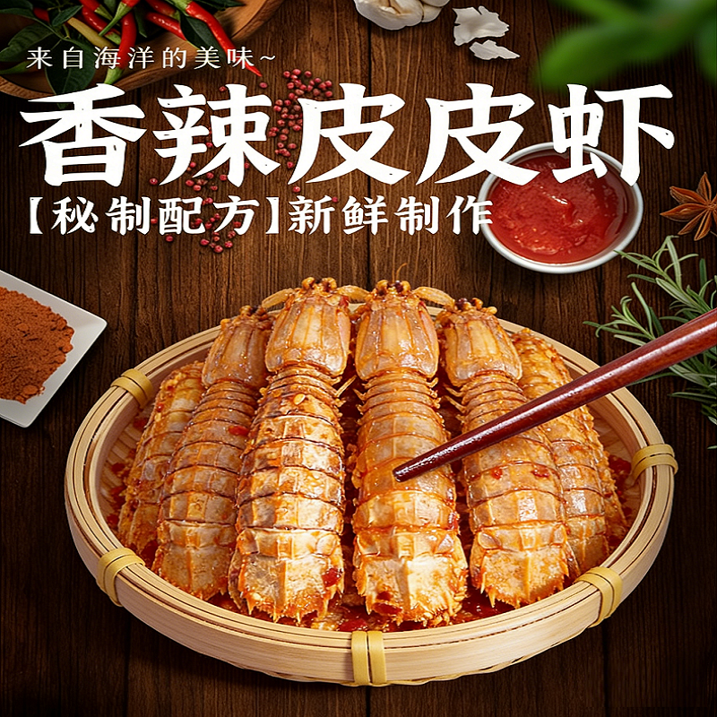 皮皮虾熟食香辣椒盐海鲜麻辣虾姑虾爬子濑尿虾零食香辣虾即食零食