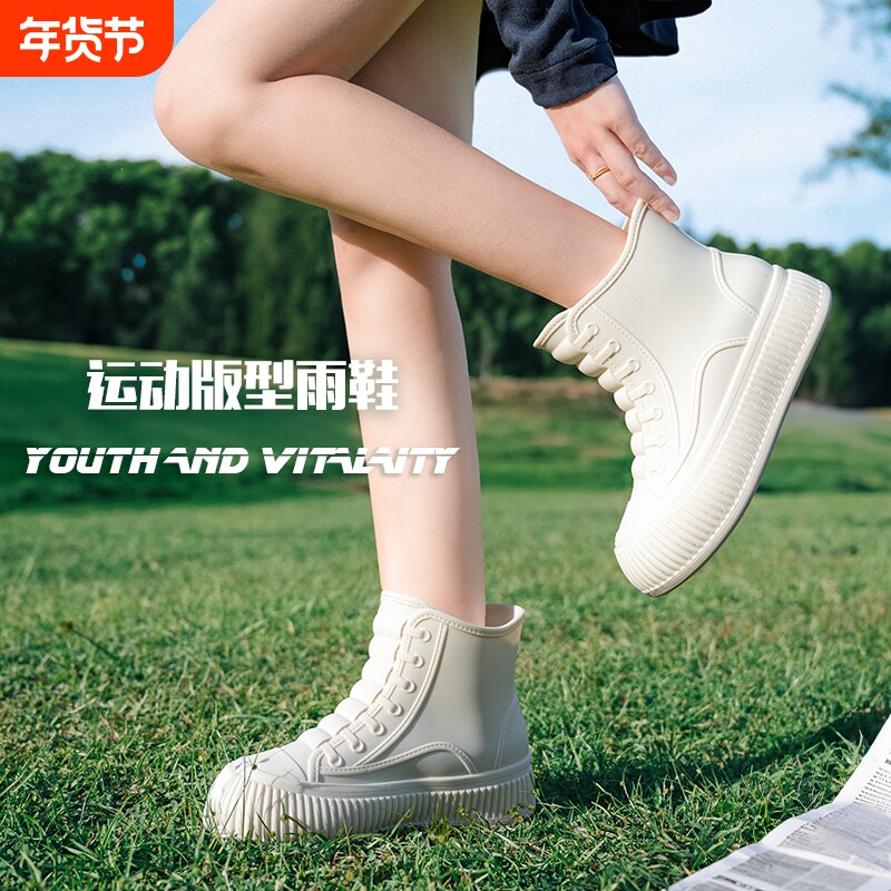 喆星2025学生女款时尚简约设计百搭舒适雨靴耐磨防滑保暖雨鞋