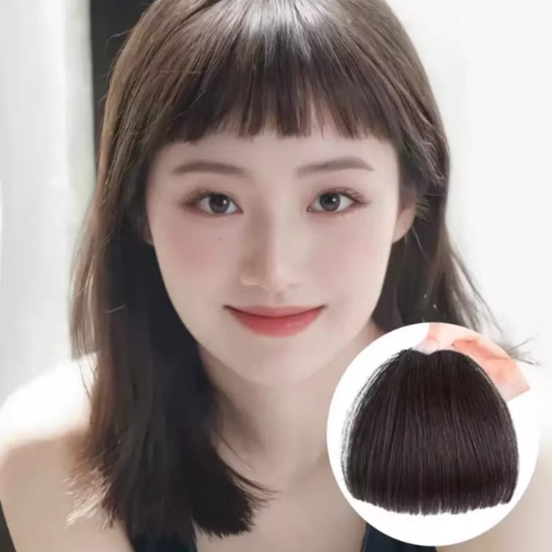 闪格真发眉上刘海假发片女假刘海自然前额刘海发片遮发际线神器