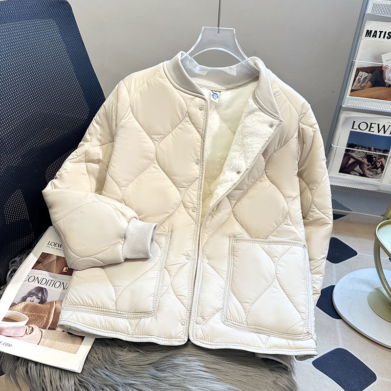 中老年冬羽绒棉服内胆女新款加绒保暖内搭棉衣外套宽松大码棉袄女