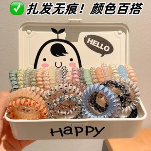 电话线发圈女细小号无痕头绳夏季发绳头饰加粗绑扎头发塑料橡皮筋