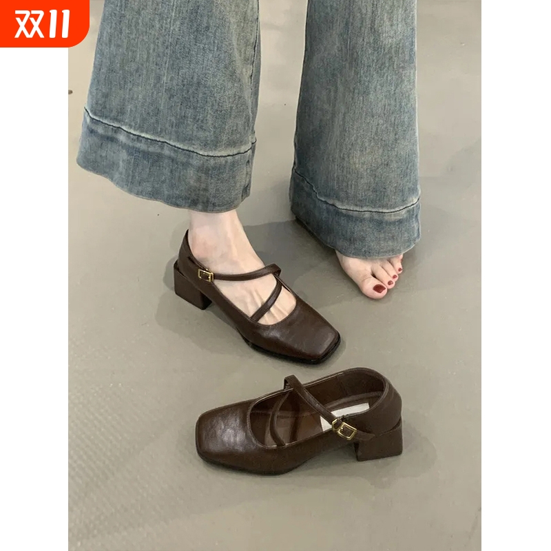 法式高跟粗跟单鞋女|121人收藏