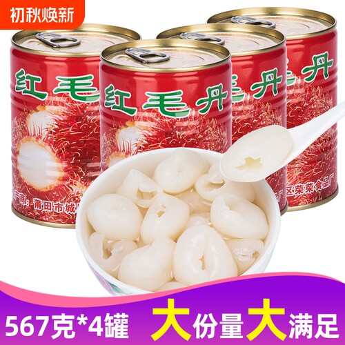糖水红毛丹罐头水果整箱567g*4罐