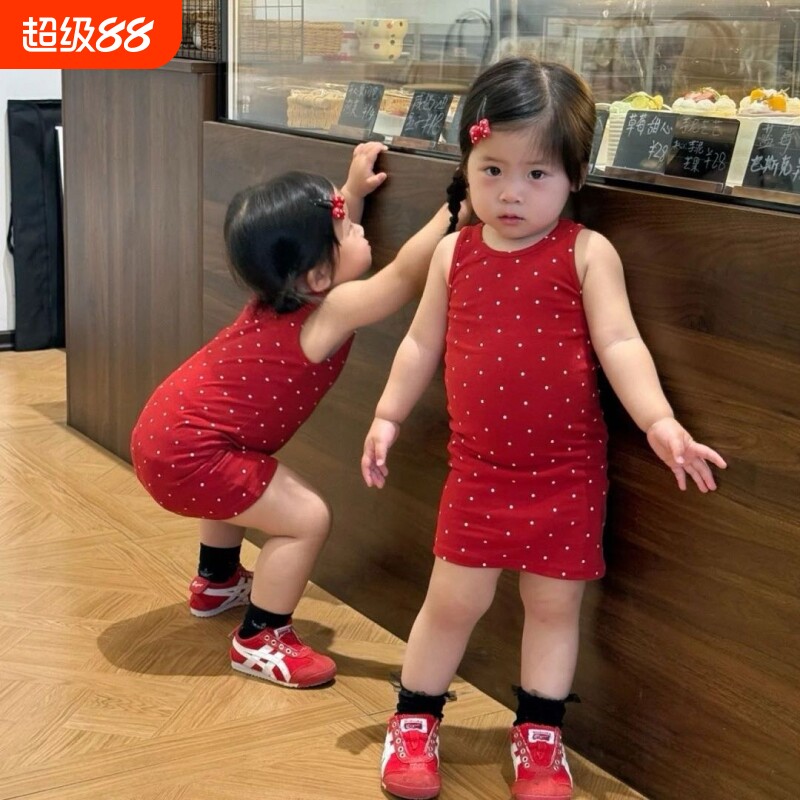 女宝宝夏装可爱波点无袖连衣裙子图片