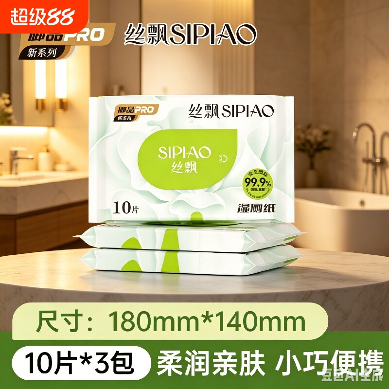 丝飘湿厕纸厕纸巾私处家用宿舍经期柔软可冲散抽取式带盖湿厕巾纸