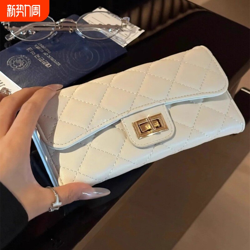 菱格钱包女长款2026新款小香风欧美时尚大容量手拿包拉链女士钱夹