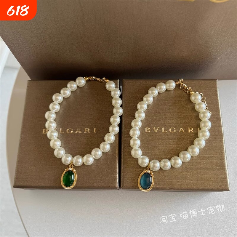 复古珍珠项链宠物小猫咪德文宝石吊坠饰品可爱项圈围脖狗狗配饰