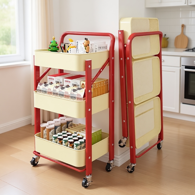 家用折叠多层移动收纳架厨房