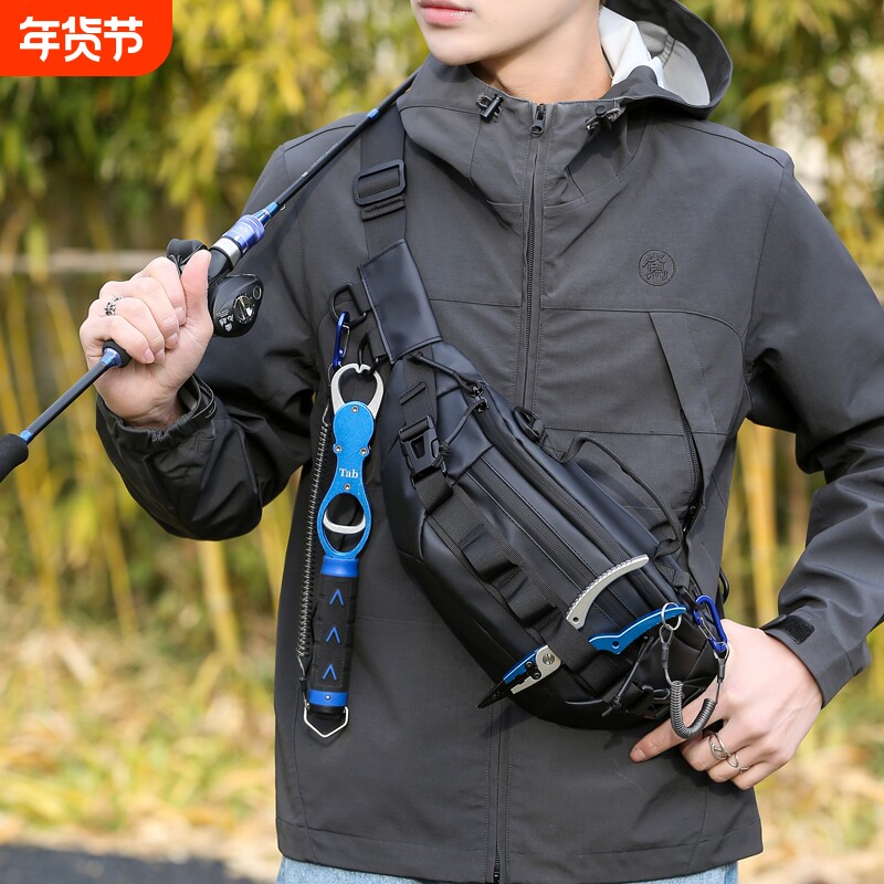 新款路亚包多功能腰包防水户外运动伸缩杆收纳微物男女斜挎背包