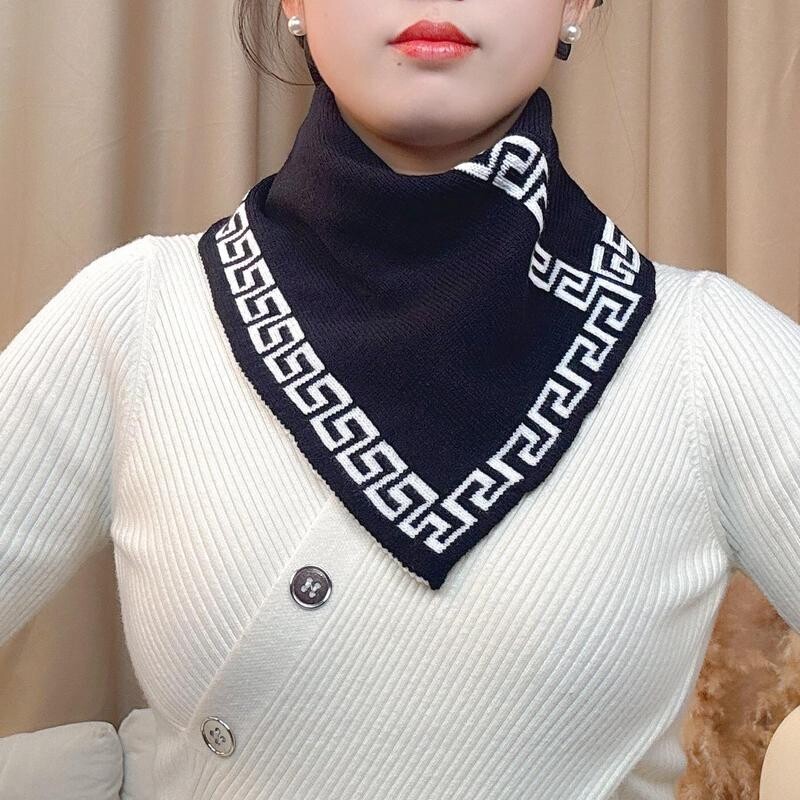 秋冬男女同款围脖保暖护颈假领脖套冬季防风百搭防寒三角巾千鸟格