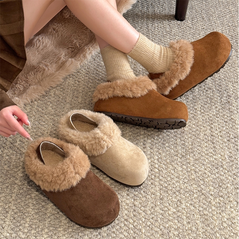 贾不假厚底勃肯鞋女款2025新款秋冬季加绒保暖棉鞋内增高博肯鞋子