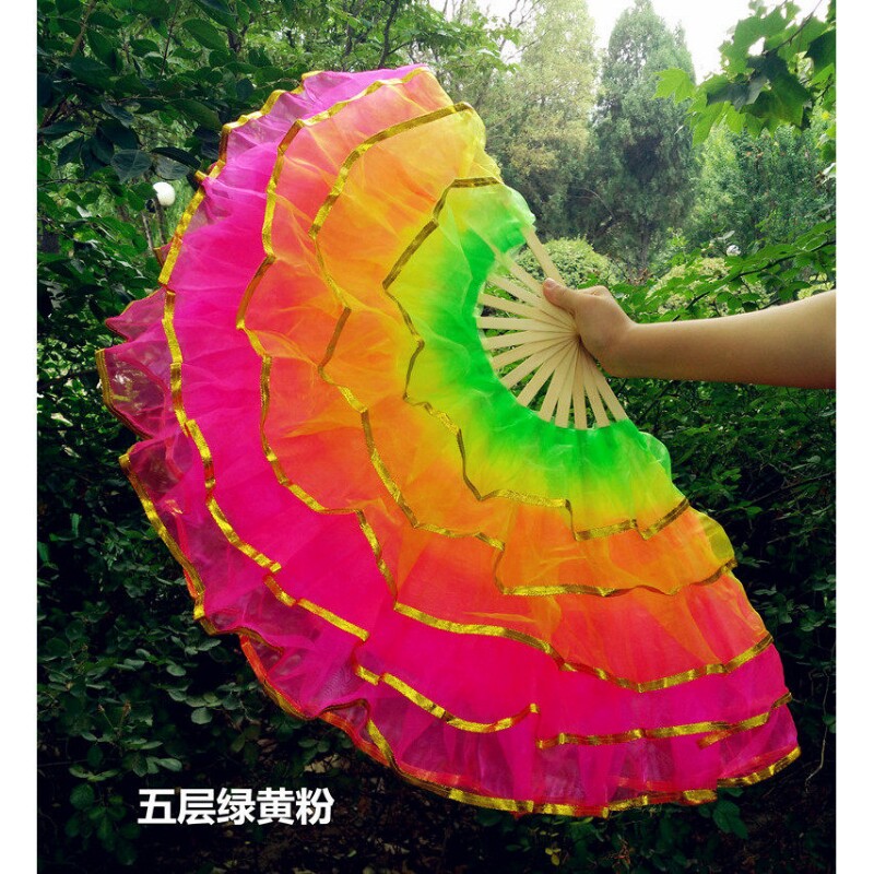 大五层六层祖国颂广场跳舞蹈纱扇双面扇加长扇儿童表演蹈秧歌对扇