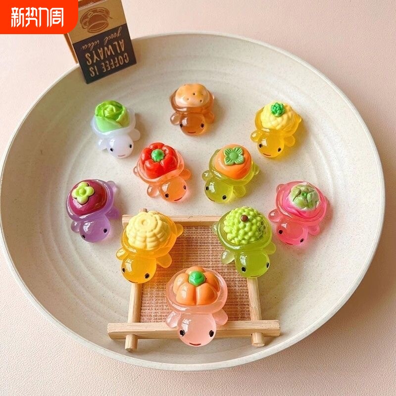 网红新款水果夜光小乌龟对对碰玩具女红婵同款小乌龟动物模型仿真
