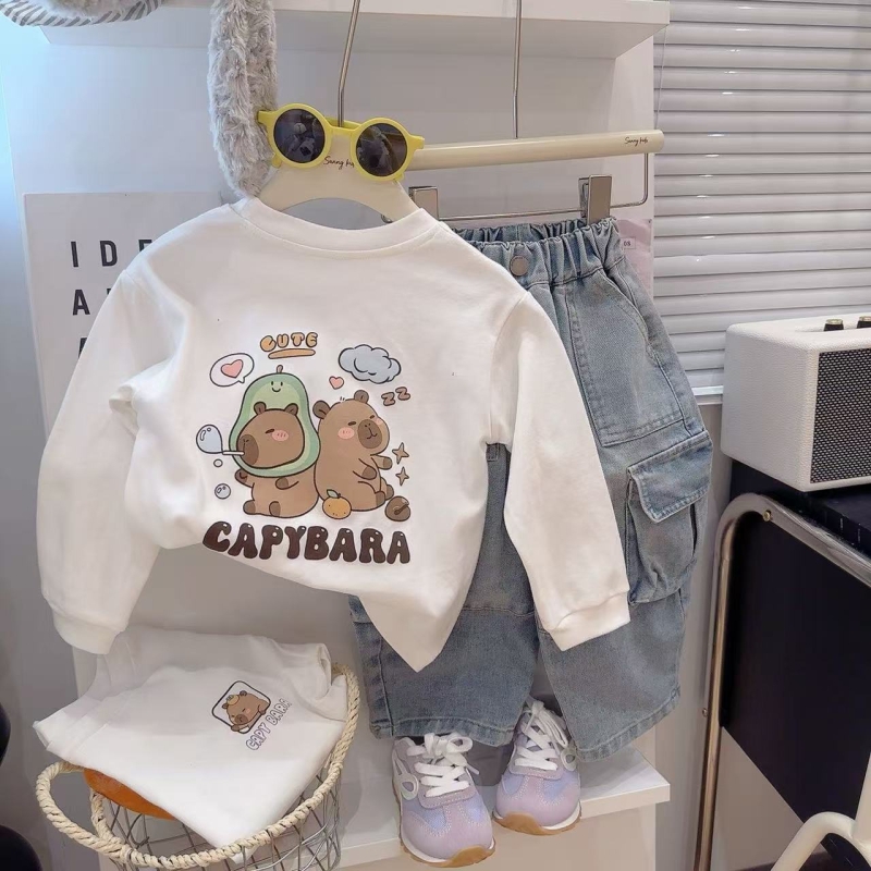 儿童春秋款纯棉长袖卫衣男女童T恤宝宝卡通打底童装上衣休闲百搭