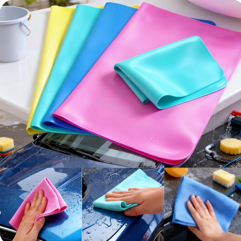 30*20 多功能仿鹿皮巾洗车擦车毛巾PVA合成麂皮巾吸水干发豪