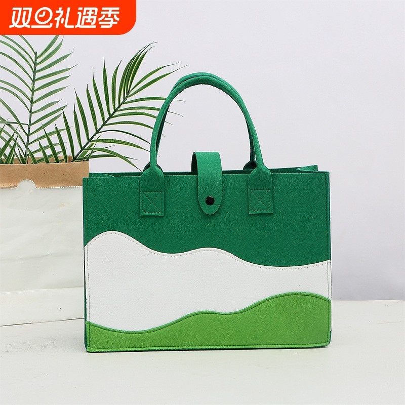 【KK总推荐】拼色山峰手拎包高级感小众毛毡手提包通勤单肩斜挎包