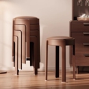 中古轻奢软包圆椅子家用可叠放塑料椅子餐桌凳化妆凳餐椅高级餐厅