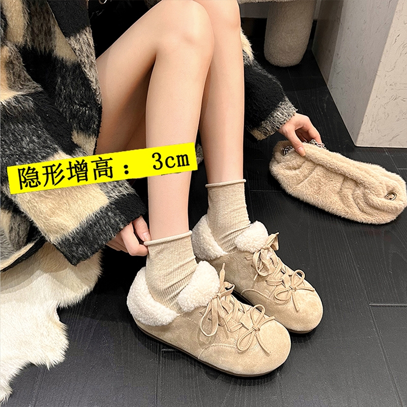 厚底加绒保暖勃肯鞋女毛毛棉鞋2025新款冬季爆款休闲德训鞋雪地靴