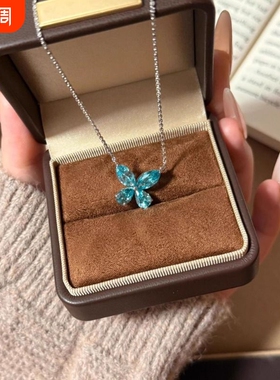 帕拉伊巴闪钻蝴蝶项链小众百搭锆石手镶饰品轻奢气质高级感首饰