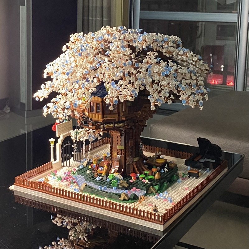 【爆款冲】樱花树屋积木玩具