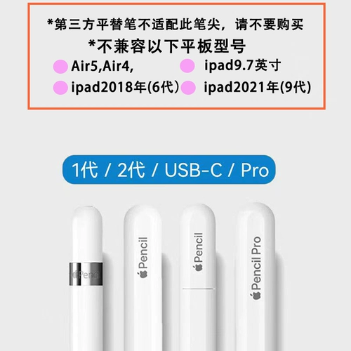 Подходит для Apple, наконечник ручки applepencil applepencilpro, игольная трубка ipencil, сменный наконечник ручки pro первого и второго поколения, прозрачный нескользящий металлический износостойкий ipad ipad первого поколения