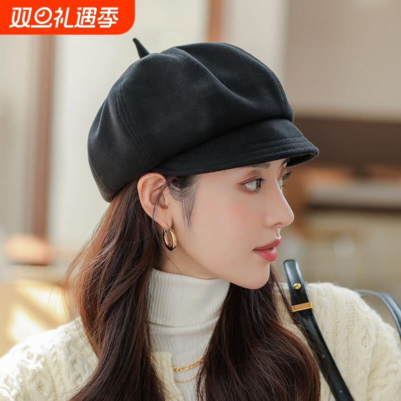 秋冬季网红八角帽女新款时尚潮流鸭舌帽春秋季户外百搭休闲贝雷帽
