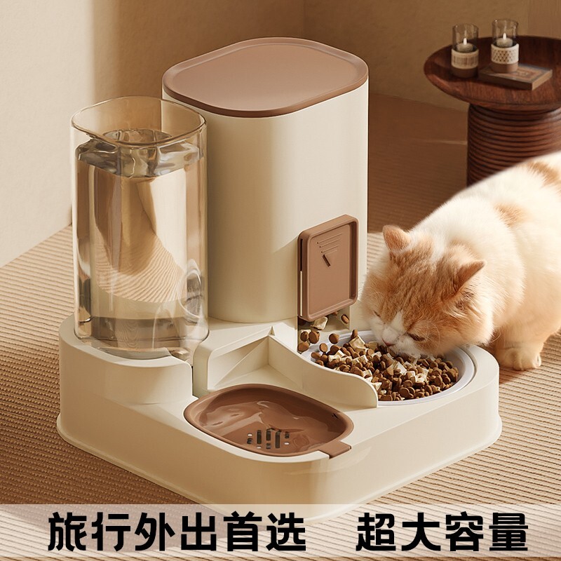 自动喂食器猫咪喝水器流动猫碗喝水双碗饮水机一体不插电狗粮食盆