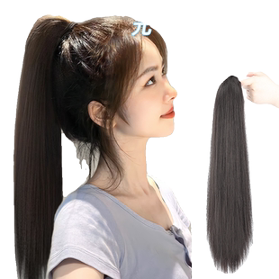 马尾假发女仿真发抓夹量夏自然超轻高辫子抓夹式发型蓬松发丝绑带