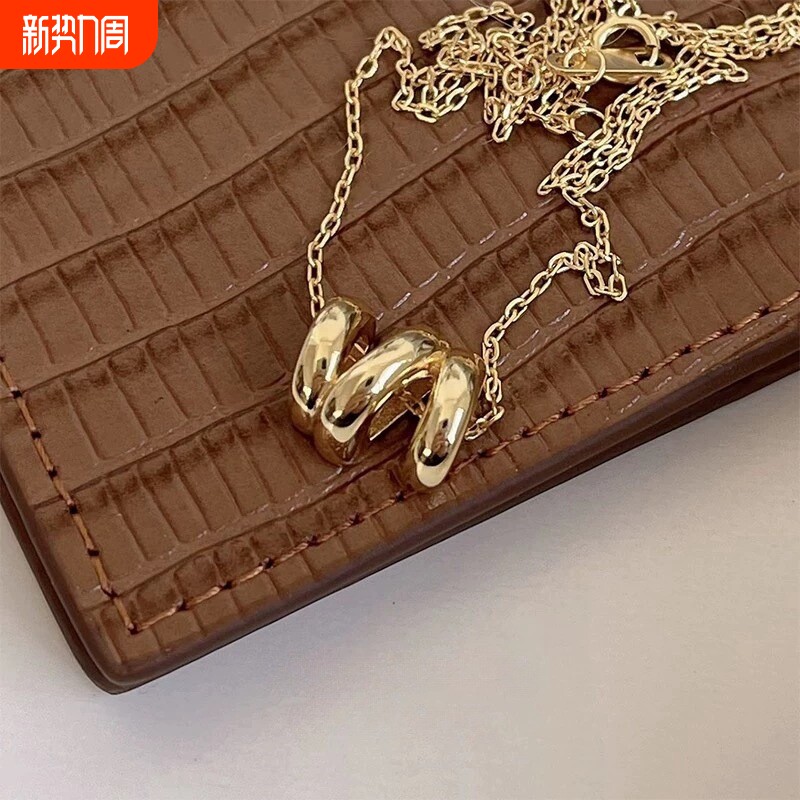 925银镀金简约高级几何设计锁骨链波浪形吊坠项链女气质ins冷淡