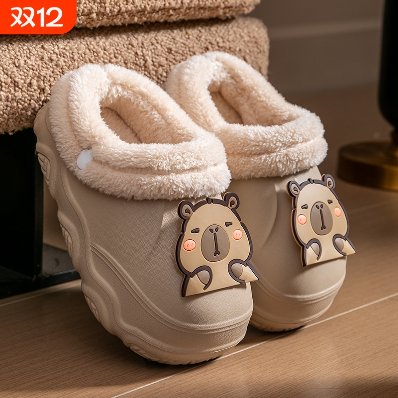 可拆卸儿童棉拖鞋冬季2025新款女童防水防滑拖鞋加绒保暖加厚男童