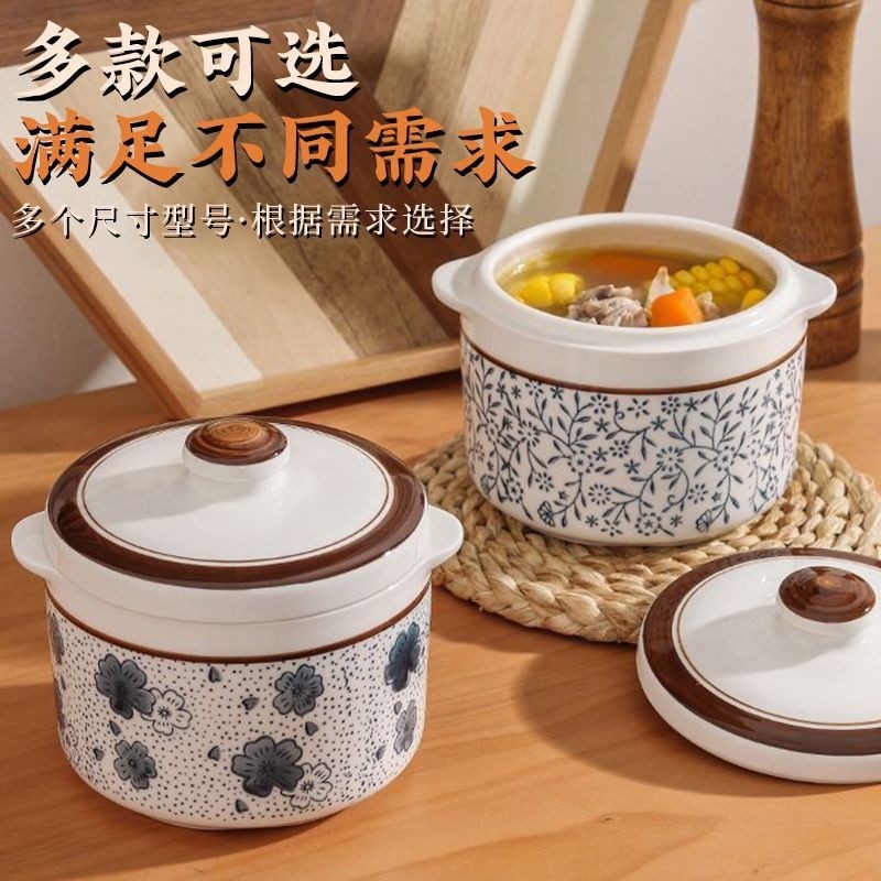 陶瓷瓦罐煨汤双耳炖盅隔水炖燕窝汤盅煲汤炖罐鸡蛋羹蒸碗炖锅汤煲