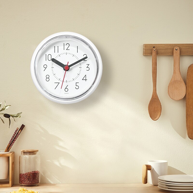 天极星防水时钟防雾浴室厨房吸盘钟多功能两用简约挂钟创意挂墙钟