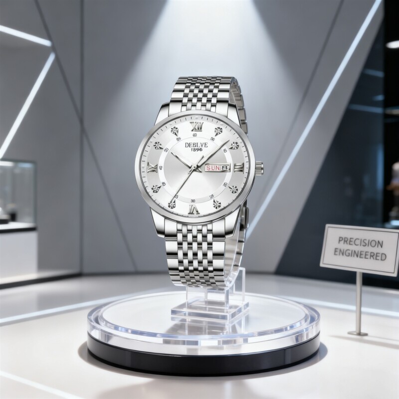 手表男款机械风全自动防水高级感全自动男表数字双日历防水腕表男