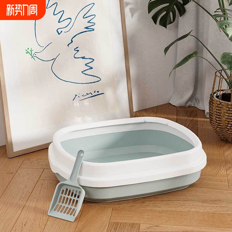 猫砂盆批发大号半封闭猫沙盆送猫砂铲防外溅防臭猫厕所大号猫砂盆